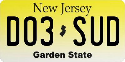 NJ license plate D03SUD
