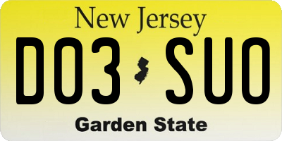 NJ license plate D03SUO