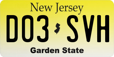 NJ license plate D03SVH