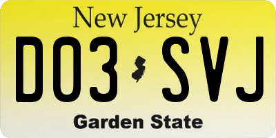 NJ license plate D03SVJ