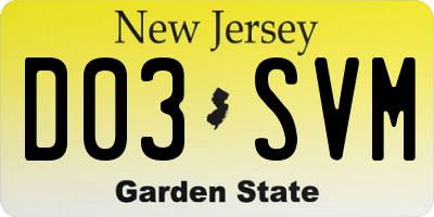NJ license plate D03SVM