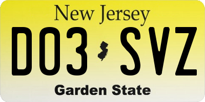 NJ license plate D03SVZ