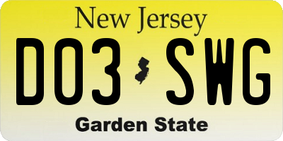 NJ license plate D03SWG