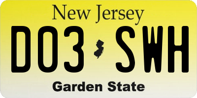 NJ license plate D03SWH
