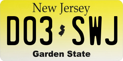 NJ license plate D03SWJ