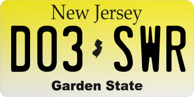 NJ license plate D03SWR