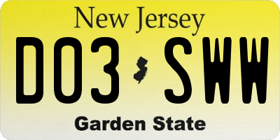 NJ license plate D03SWW