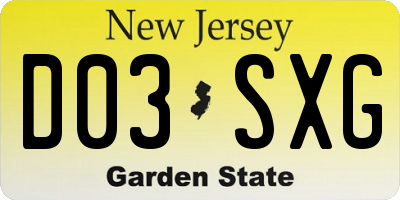 NJ license plate D03SXG