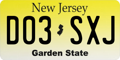 NJ license plate D03SXJ