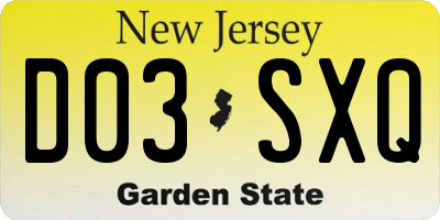 NJ license plate D03SXQ