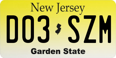 NJ license plate D03SZM