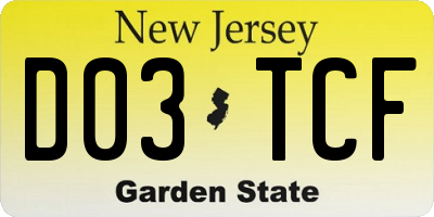 NJ license plate D03TCF