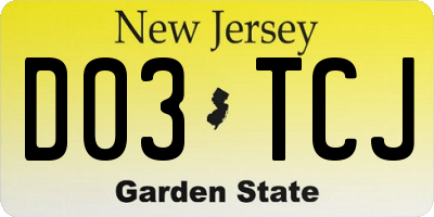 NJ license plate D03TCJ