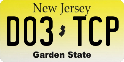 NJ license plate D03TCP
