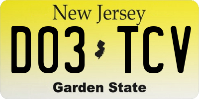 NJ license plate D03TCV