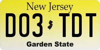 NJ license plate D03TDT
