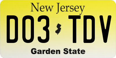 NJ license plate D03TDV