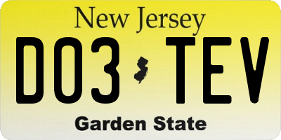 NJ license plate D03TEV