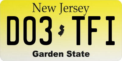 NJ license plate D03TFI