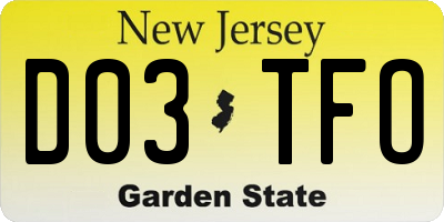 NJ license plate D03TFO