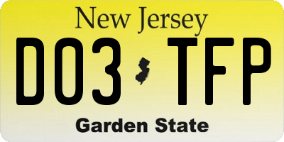 NJ license plate D03TFP