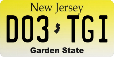 NJ license plate D03TGI