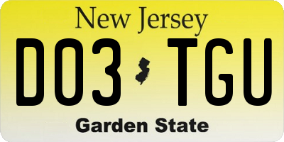 NJ license plate D03TGU