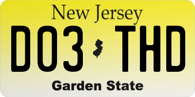 NJ license plate D03THD