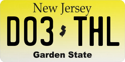 NJ license plate D03THL