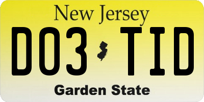NJ license plate D03TID