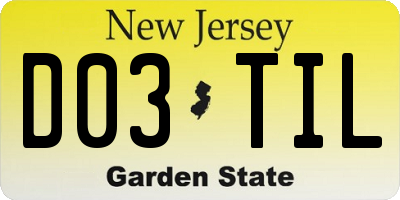 NJ license plate D03TIL