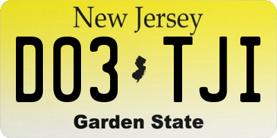 NJ license plate D03TJI