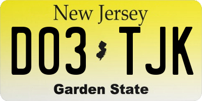 NJ license plate D03TJK