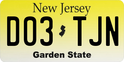 NJ license plate D03TJN