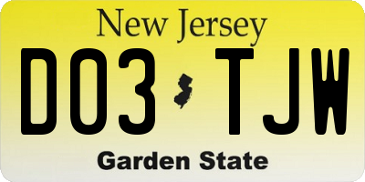 NJ license plate D03TJW