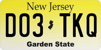 NJ license plate D03TKQ
