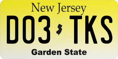 NJ license plate D03TKS