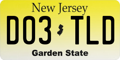 NJ license plate D03TLD