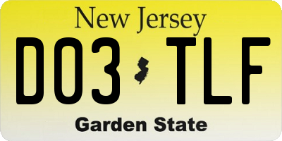 NJ license plate D03TLF