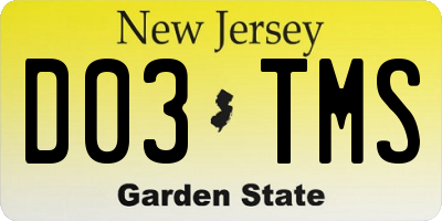 NJ license plate D03TMS