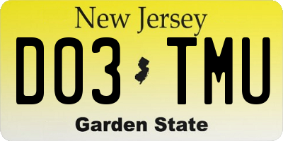 NJ license plate D03TMU