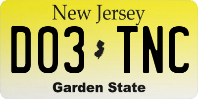 NJ license plate D03TNC