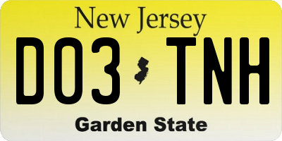 NJ license plate D03TNH