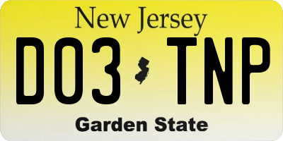 NJ license plate D03TNP