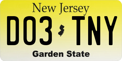 NJ license plate D03TNY