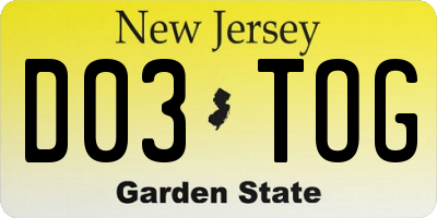 NJ license plate D03TOG