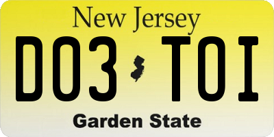 NJ license plate D03TOI
