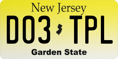 NJ license plate D03TPL