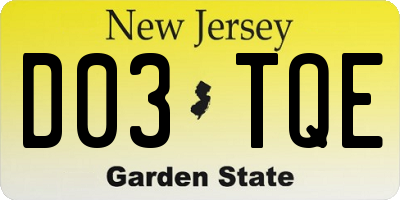 NJ license plate D03TQE