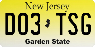 NJ license plate D03TSG